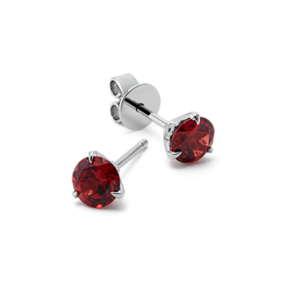 5mm Garnet Studs in Sterling Silver