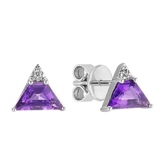Geometric Amethyst And Diamond Earrings In Sterling Silver Shane Co Geometric Amethyst And Diamond Earrings In Sterling Silver