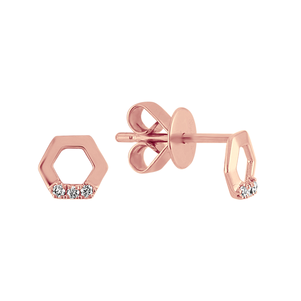 Geometric Diamond Earrings in 14k Rose Gold