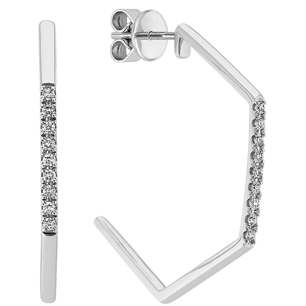 Geometric Hoop Earrings in 14k White Gold