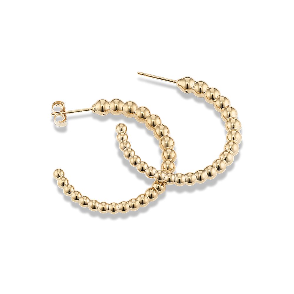 Graduated Large 14K Yellow Gold Beaded Hoops
