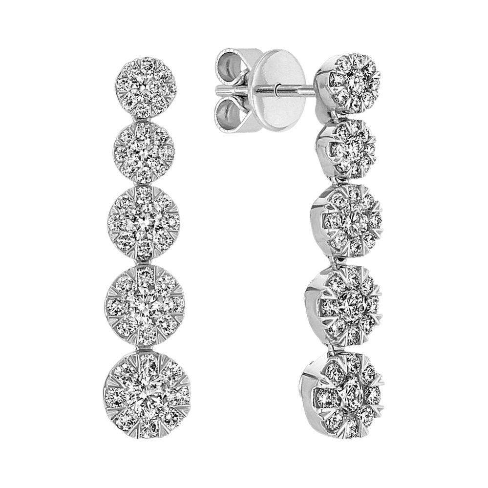 Graduated Diamond Halo Dangle Earrings