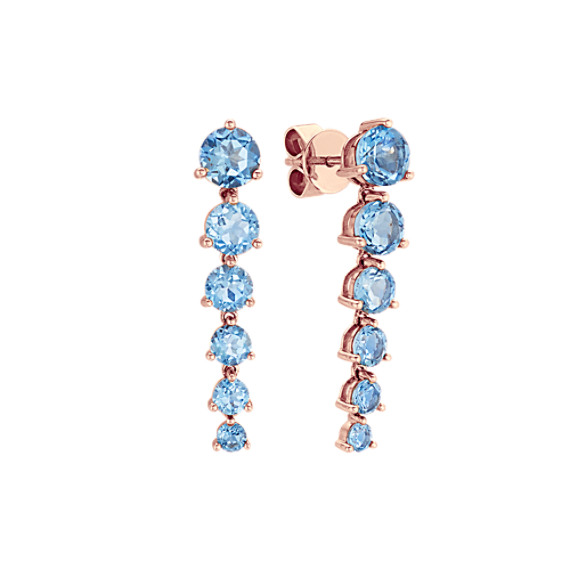 Graduated Round London Blue Topaz Dangle Earrings Shane Co Graduated Round London Blue Topaz Dangle Earrings