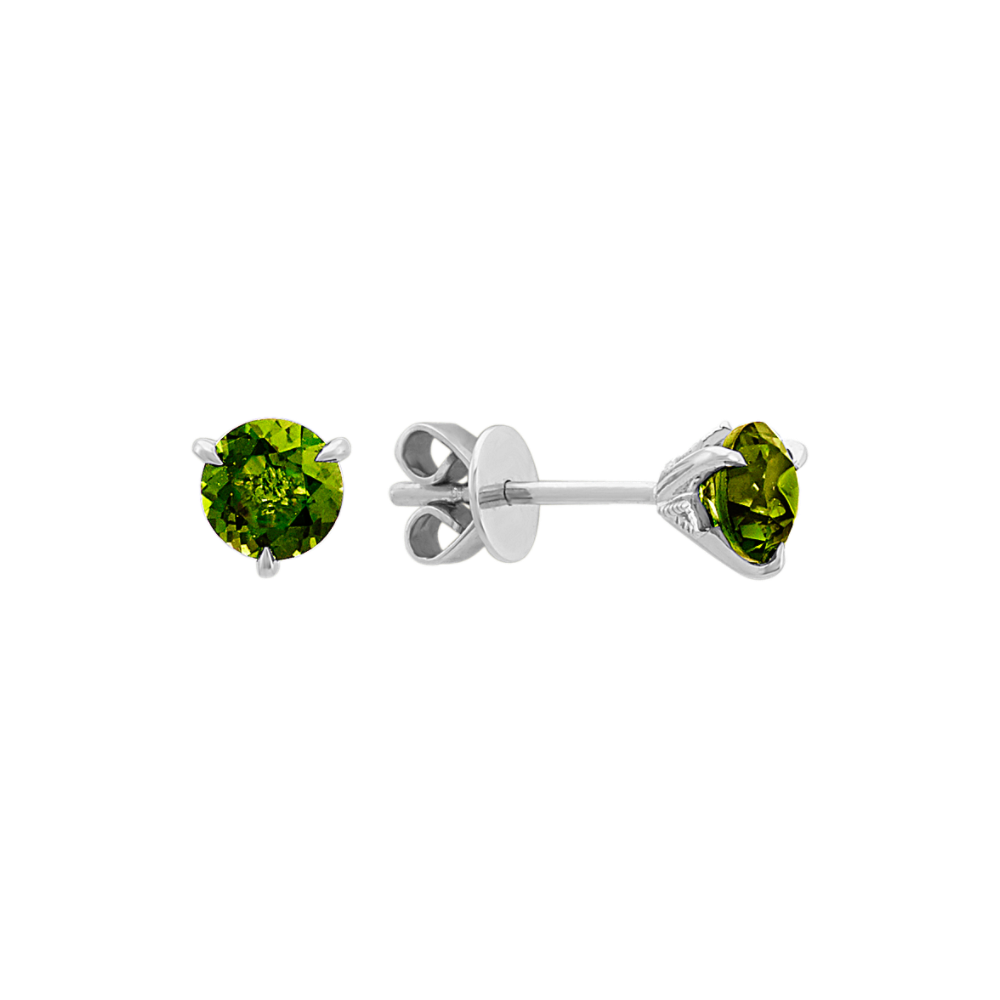 Green Natural Chrome Diopside Stud Earrings
