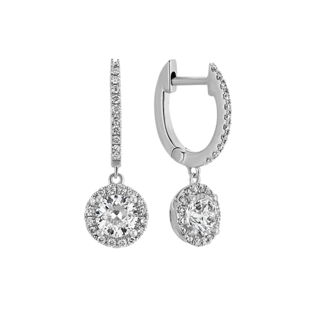 1.25 tcw Diamond Halo Drop Earrings