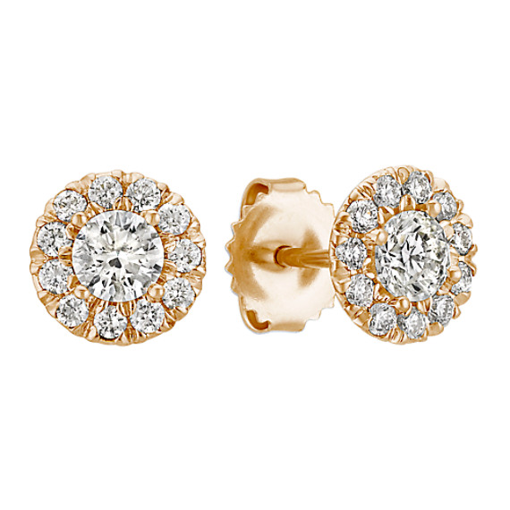 Halo Diamond Earrings In 14k Yellow Gold Shane Co Halo Diamond Earrings In 14k Yellow Gold