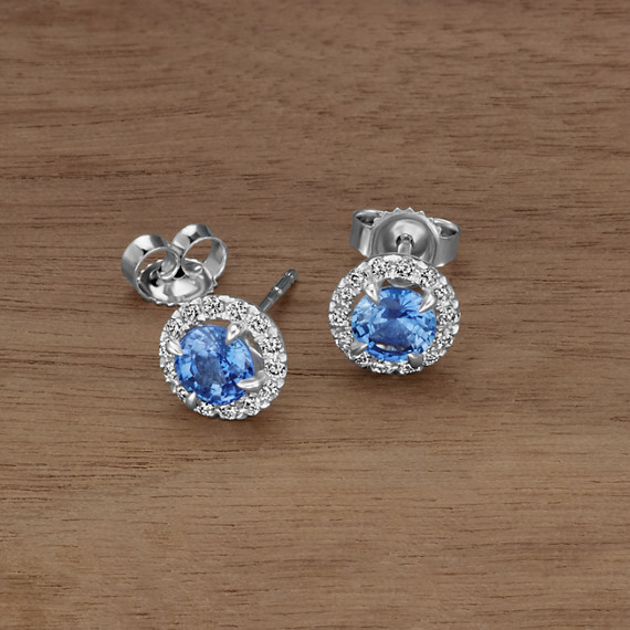 Halo Kentucky Blue Shire And Diamond Earrings Shane Co Tap To Zoom Thumbnail