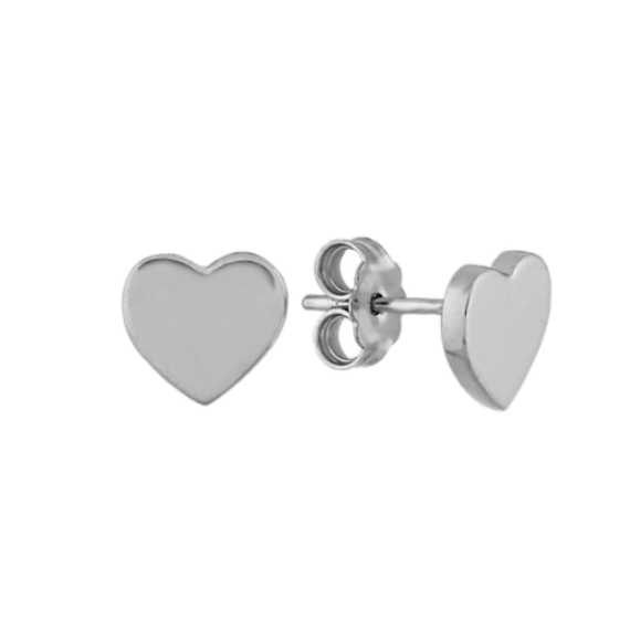 Sweetheart 14K White Gold Studs