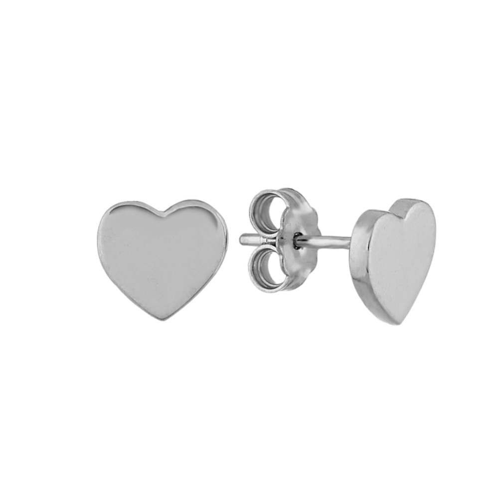 Heart Earrings in 14K White Gold