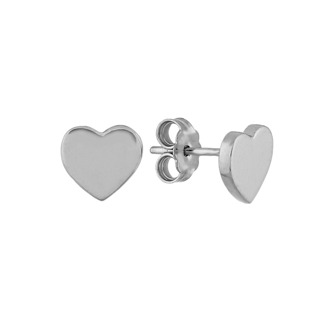 Heart Earrings in 14K White Gold | Shane Co.