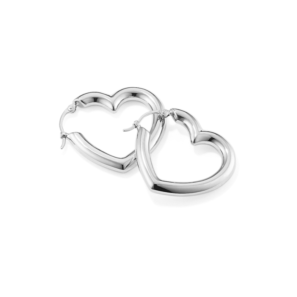 Heart-Shaped Sterling Silver Hoops