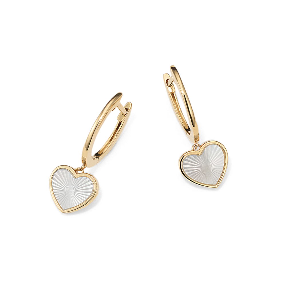 Heart-Shaped Mother-of-Pearl Drop Hoops