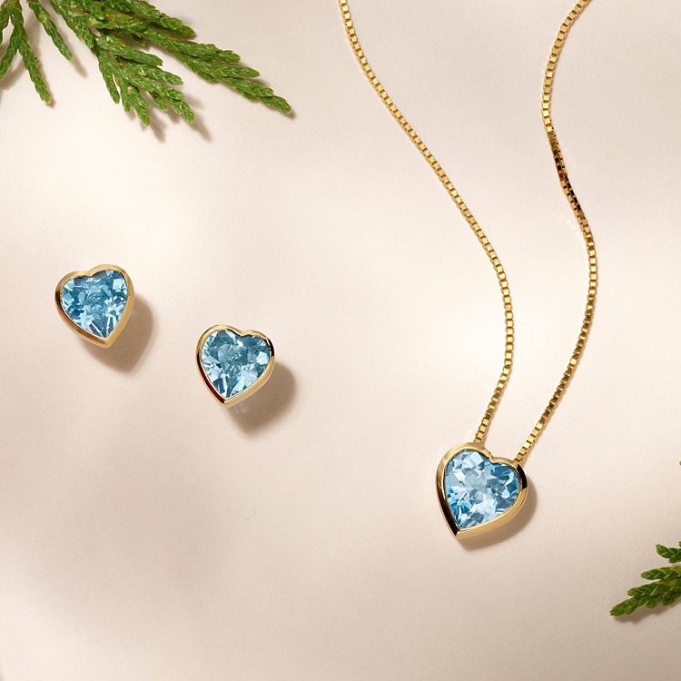 Heart-Shaped Swiss Blue Topaz Earrings