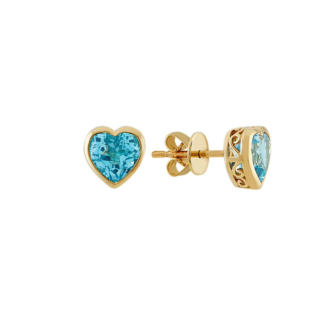 Heart-Shaped Sky Blue Topaz Topaz Earrings