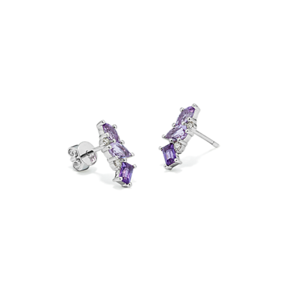 Heather Amethyst & Diamond Bar Earrings