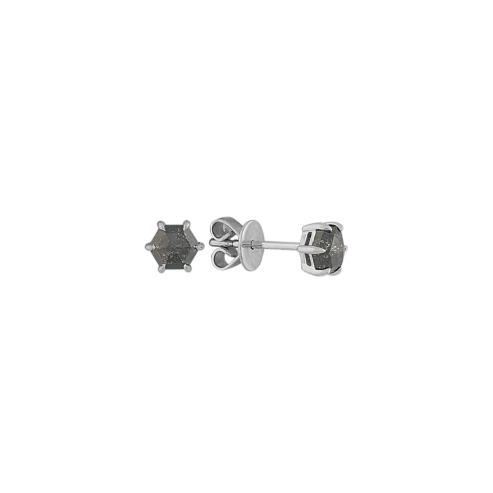 Hexagon Pepper Diamond Earrings in 14k White Gold