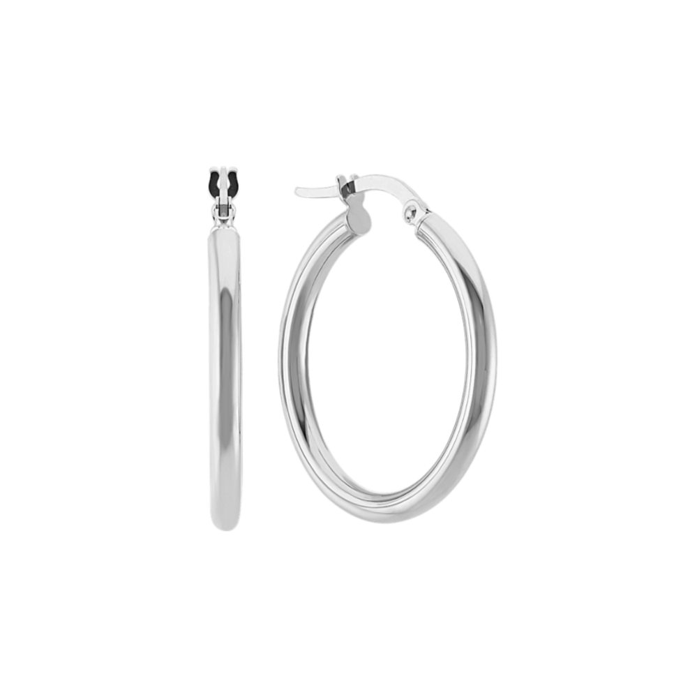 Bold Daily Medium 14K White Gold Hoops