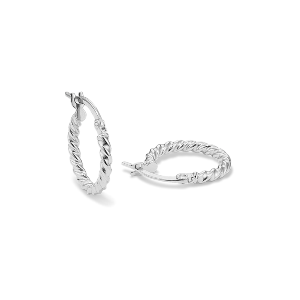 Fusilli 14K White Gold Twist Hoops