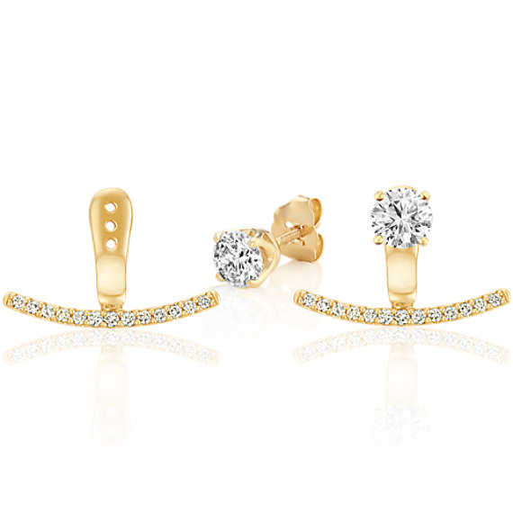 Horizontal Diamond Bar Earring Jackets In 14k Yellow Gold Shane Co Tap To Zoom Thumbnail