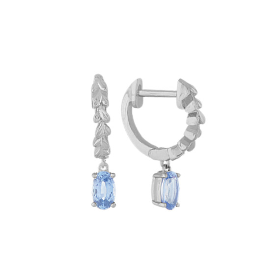Ice Blue Sapphire Dangle Earrings in 14K White Gold