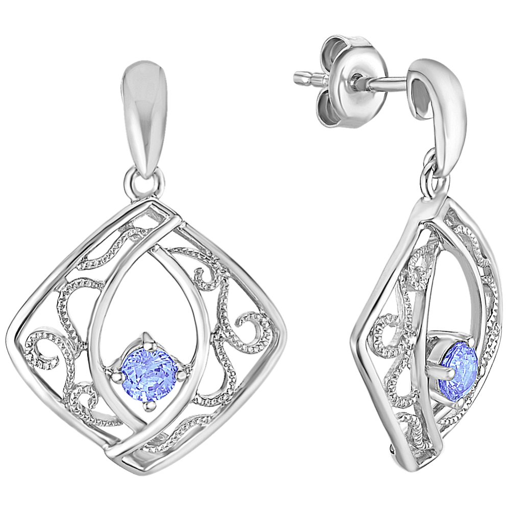 Ice Blue Sapphire and Sterling Silver Earrings