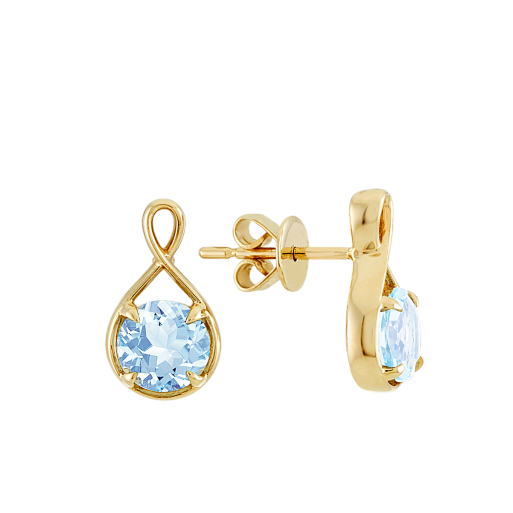 Infinity Aquamarine Earrings in 14k Yellow Gold