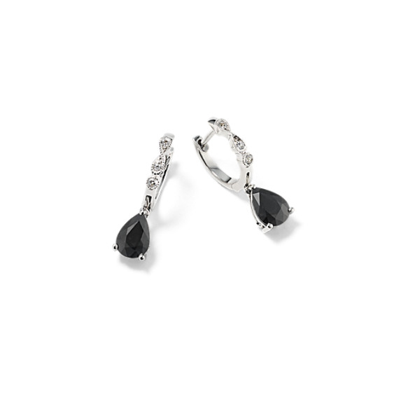 Infinity Black and White Sapphire Earrings in Sterling Silver