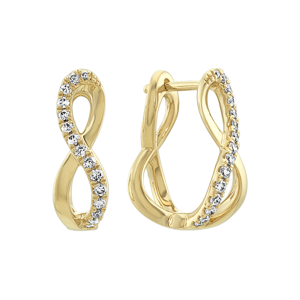 Infinity Diamond Hoop Earrings in 14k Yellow Gold