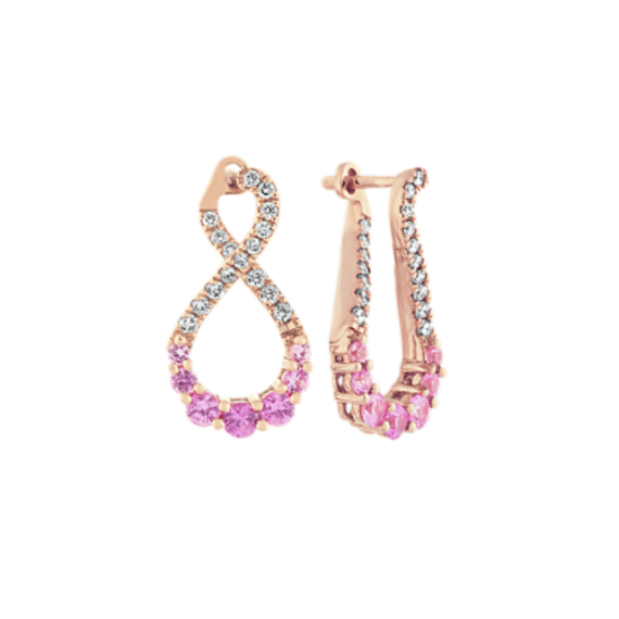 Infinity Diamond and Pink Sapphire Earrings