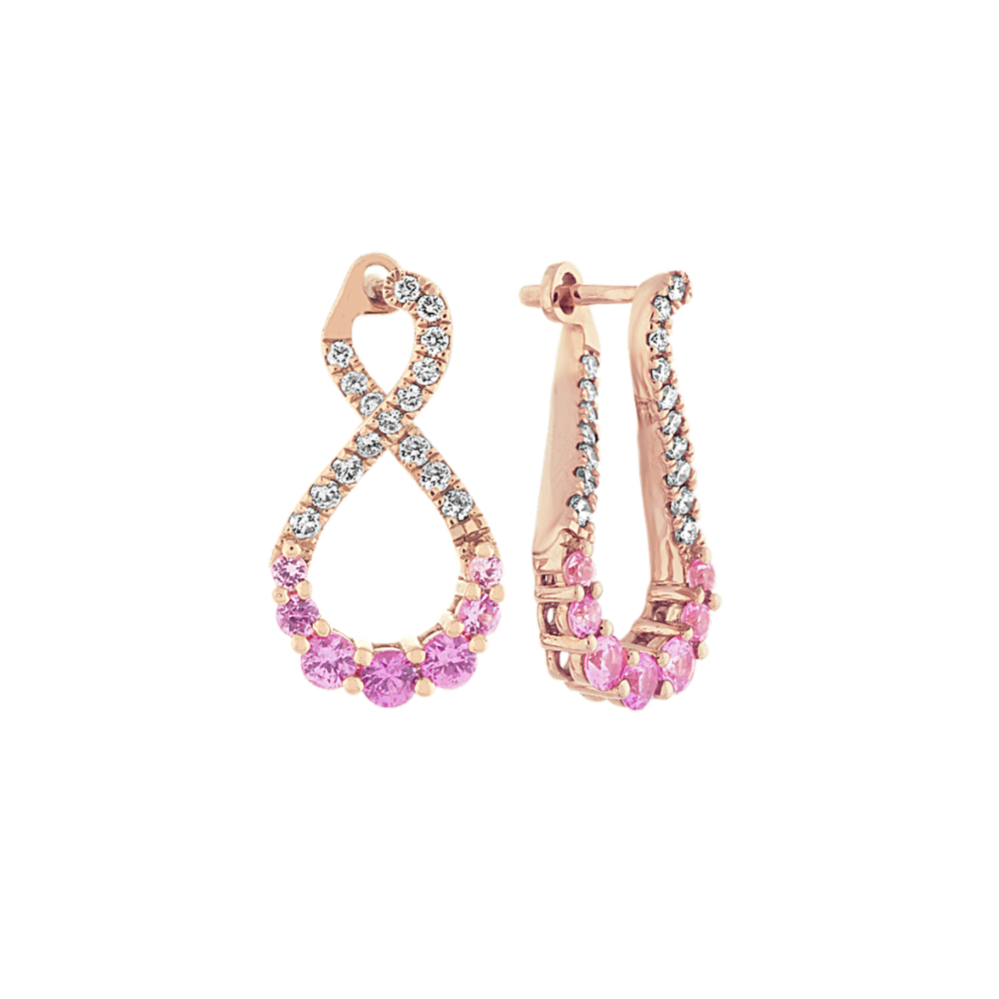 Infinity Diamond and Pink Sapphire Earrings