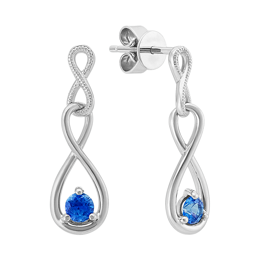 Infinity Kentucky Blue Sapphire Earrings in Sterling Silver | Shane Co.