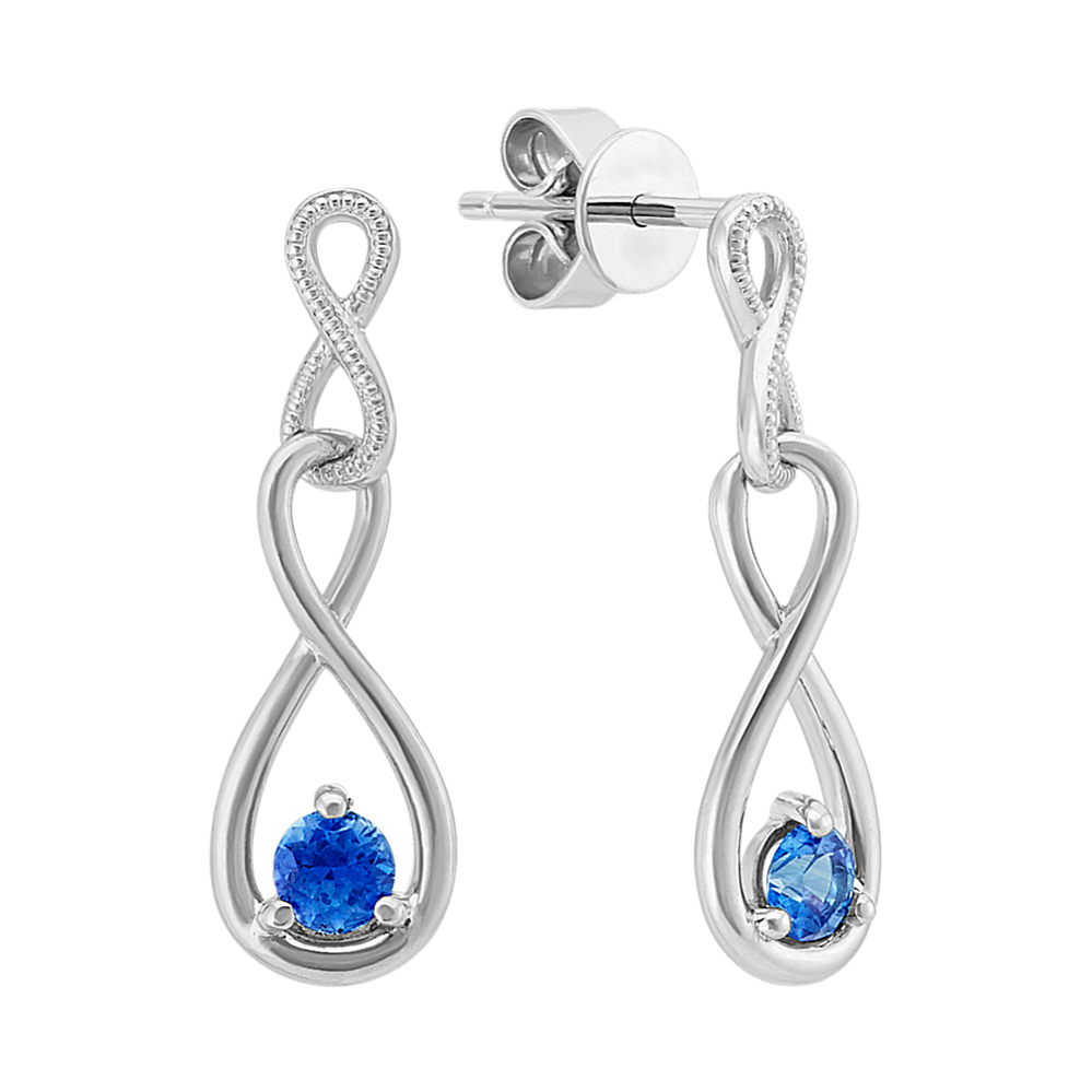 Infinity Kentucky Blue Sapphire Earrings in Sterling Silver