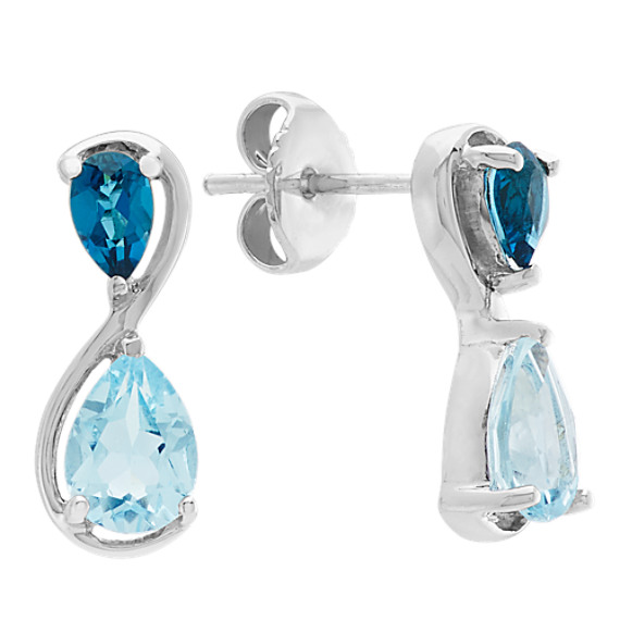 Infinity Pear-Shaped Blue Topaz Earrings