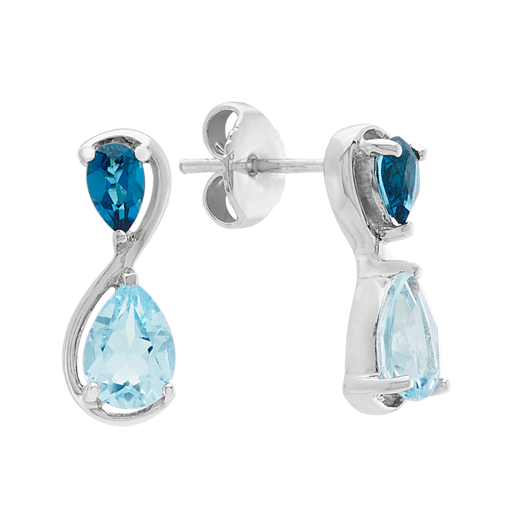 Infinity Pear-Shaped Natural Blue Topaz Earrings