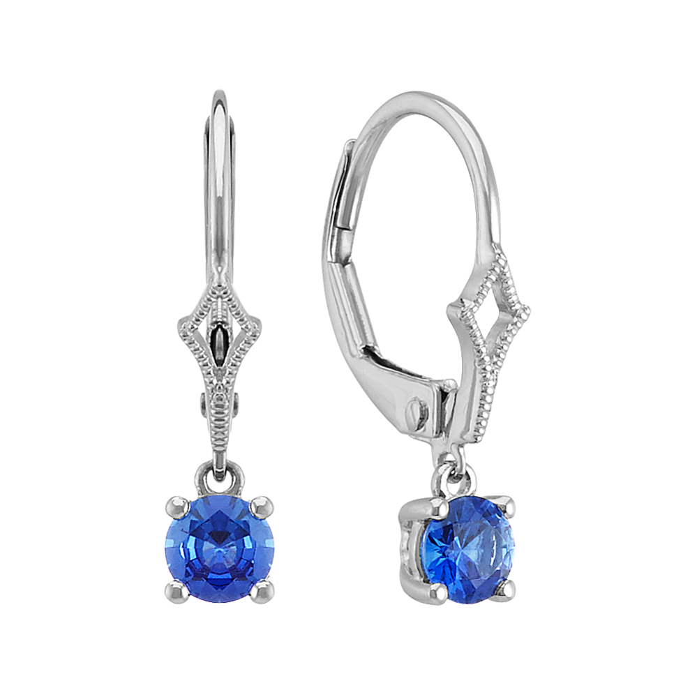 Kentucky Blue Sapphire Earrings with Milgrain Detailing