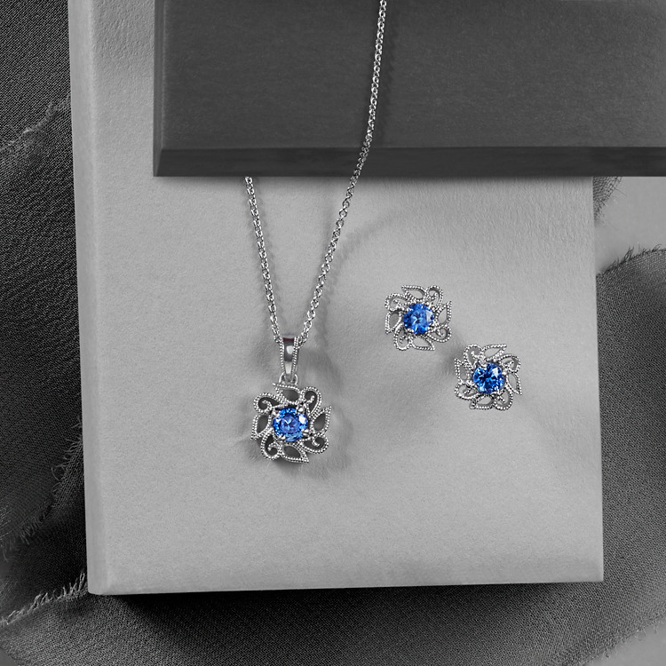 Kentucky Blue Sapphire Flower Earrings