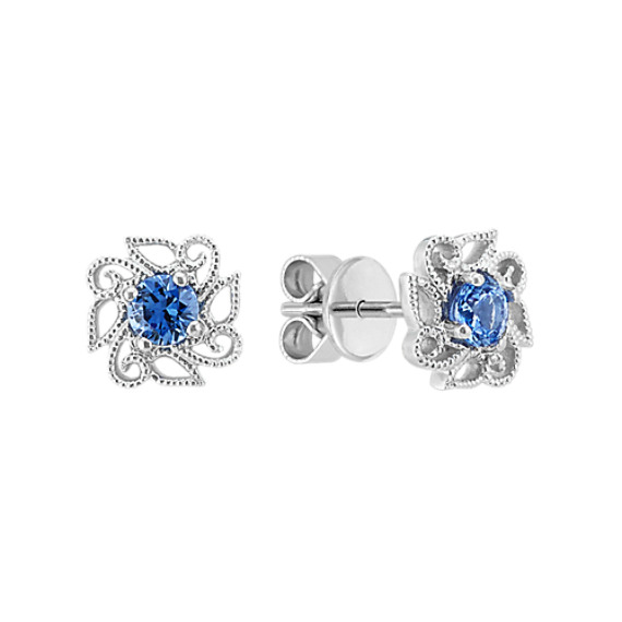 Kentucky Blue Sapphire Flower Earrings