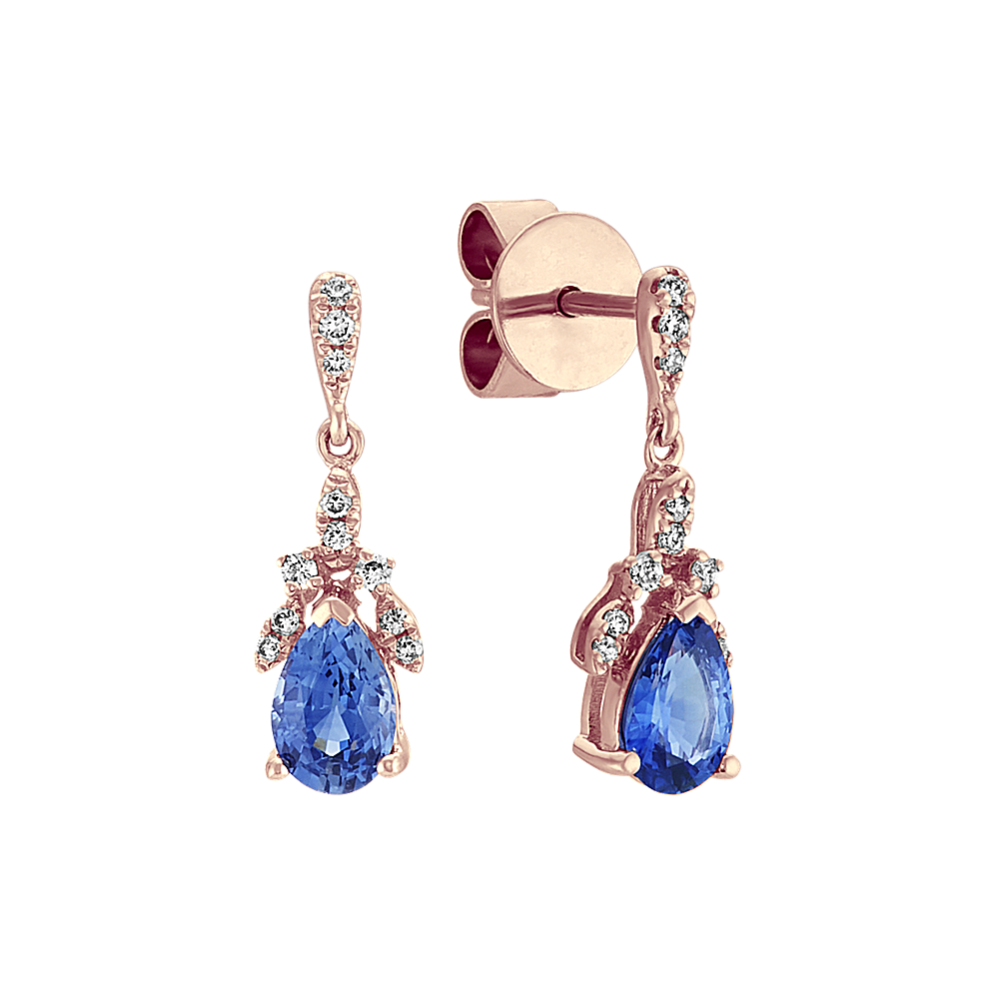 Kentucky Blue Sapphire and Diamond Dangle Earrings