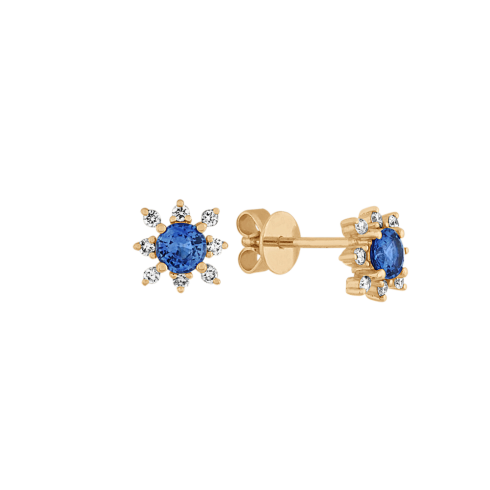 Kentucky Blue Sapphire and Diamond Star Earrings