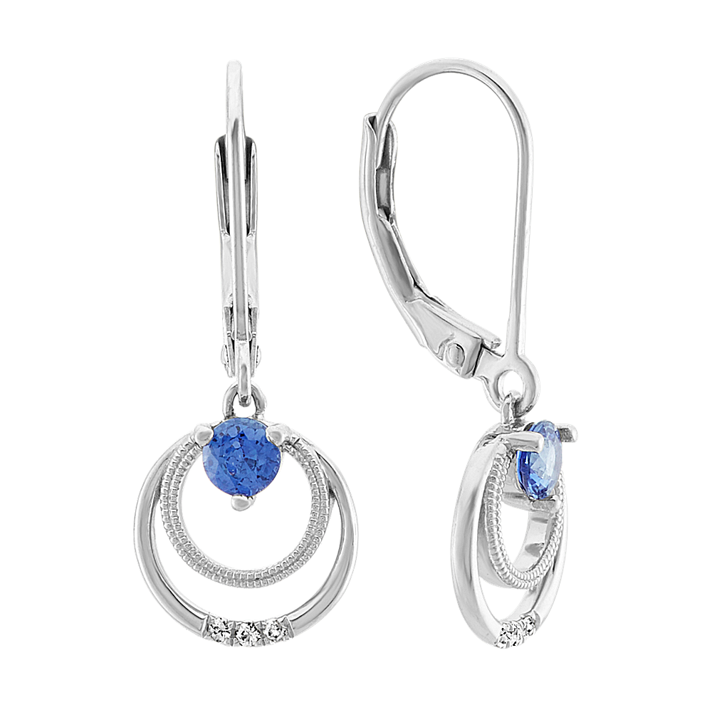 Kentucky Blue and White Sapphire Circle Earrings | Shane Co.