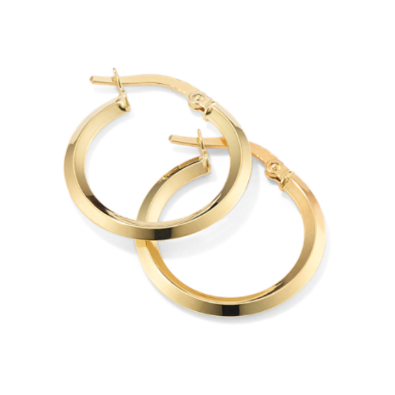 Double Knife Edge Medium 14K Yellow Gold Hoops