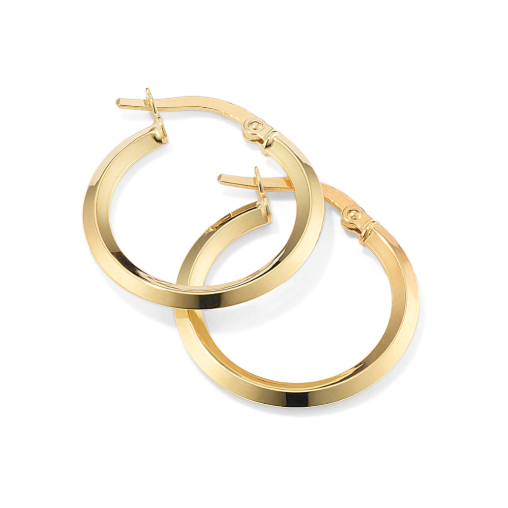 Knifes Edge Hoop Earrings in 14k Yellow Gold