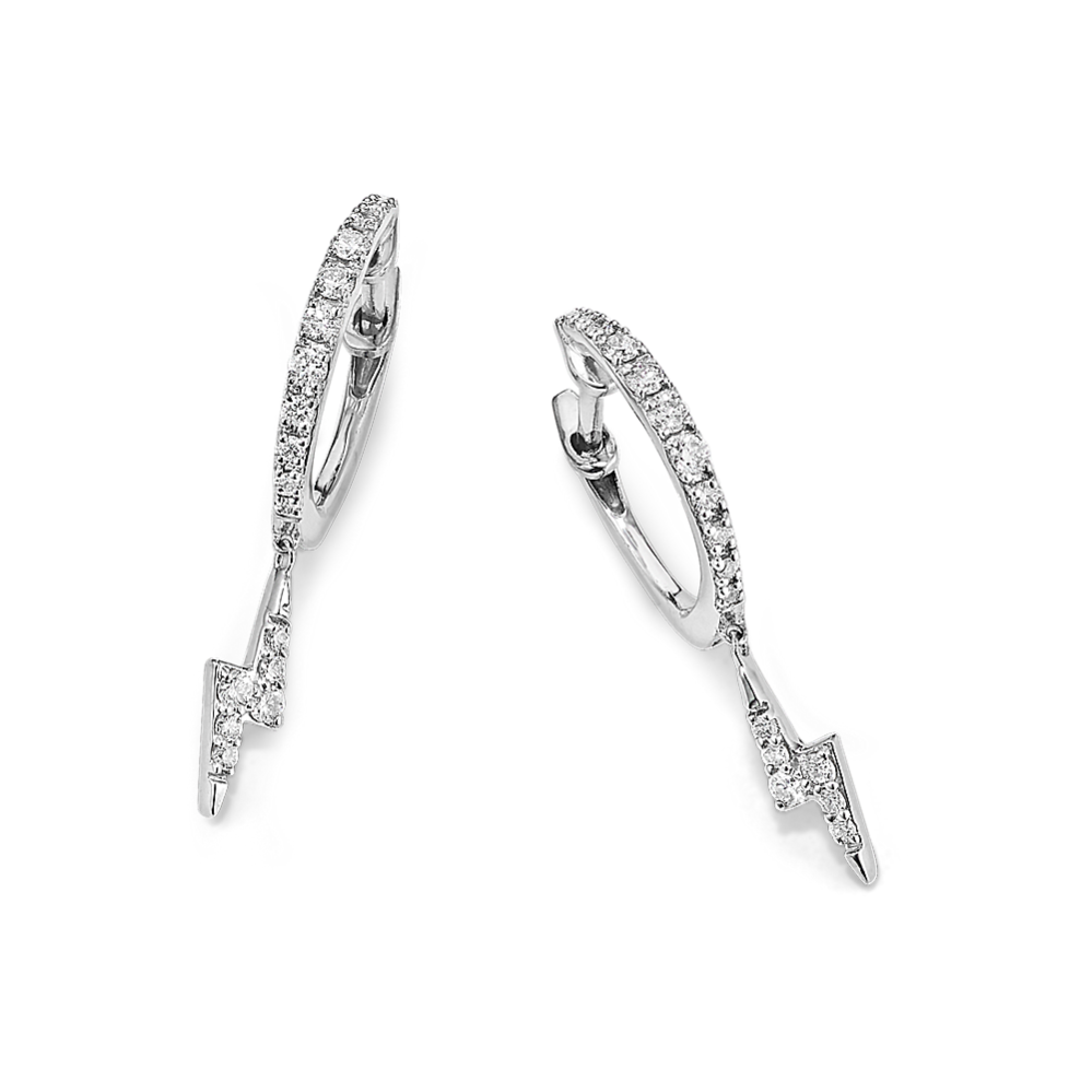 Lightning Diamond Drop Hoops in Sterling Silver