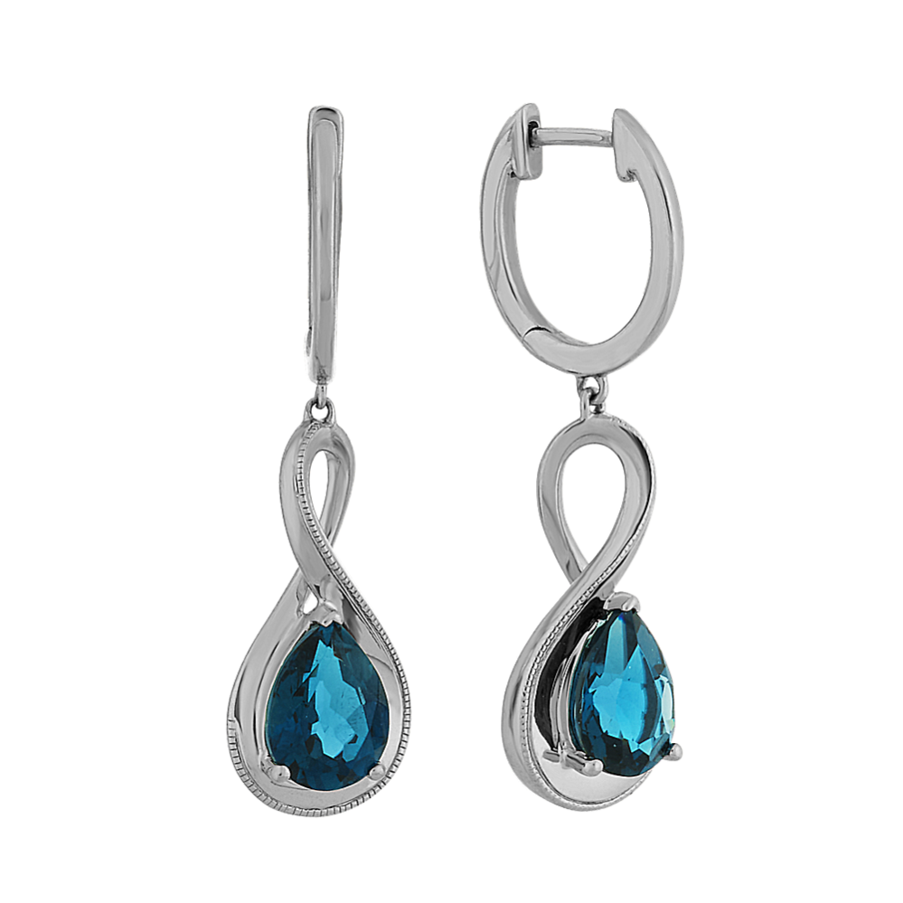 London Blue Topaz Infinity Dangle Earrings in Sterling Silver
