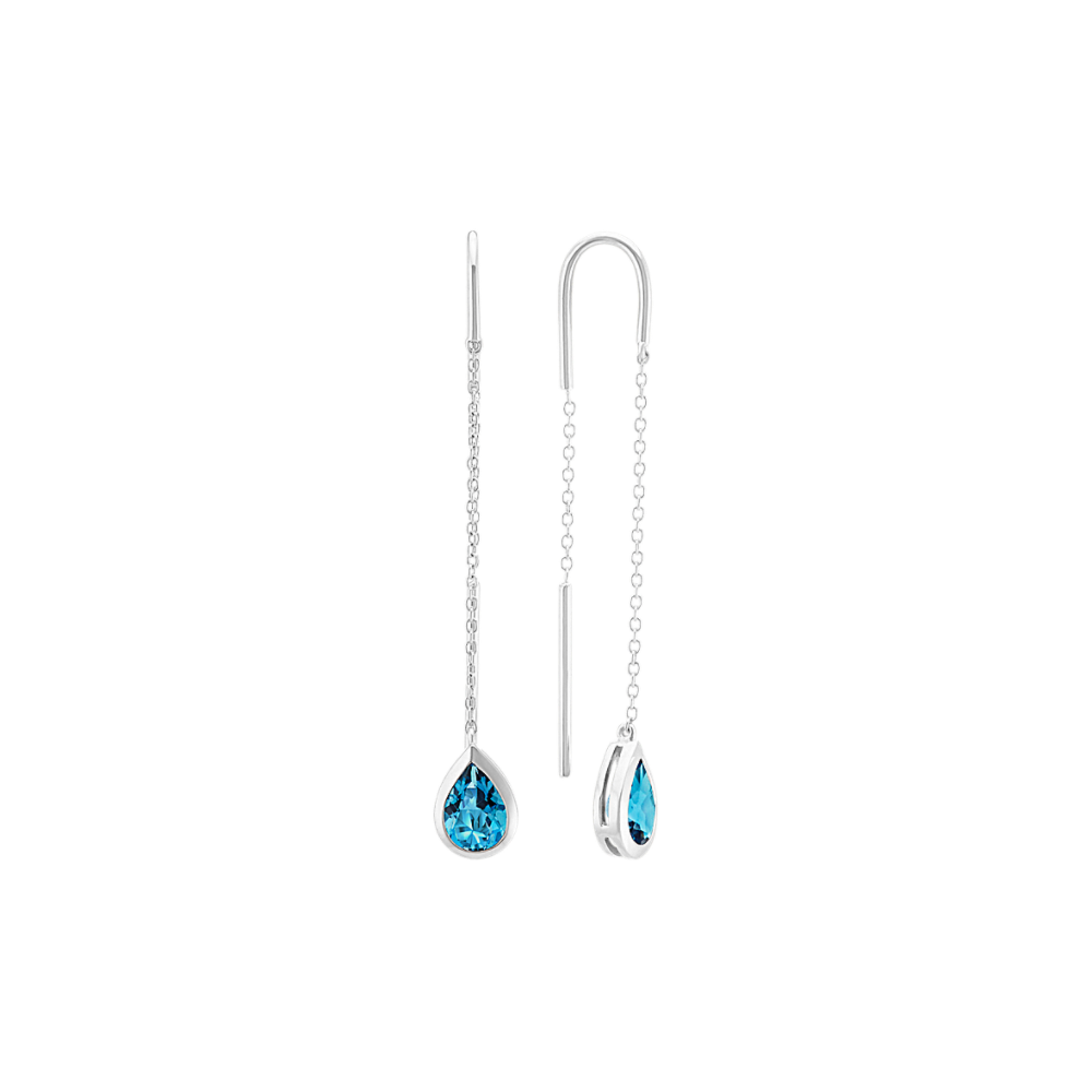 Blue Topaz Triple Drop Bezel Stud Earrings