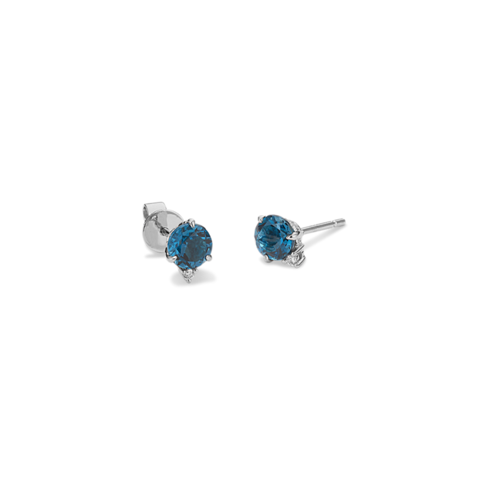 Bondi Blue Topaz & Diamond Studs