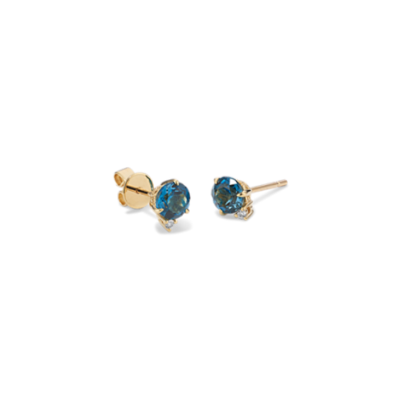 Bondi Blue Topaz & Diamond Studs