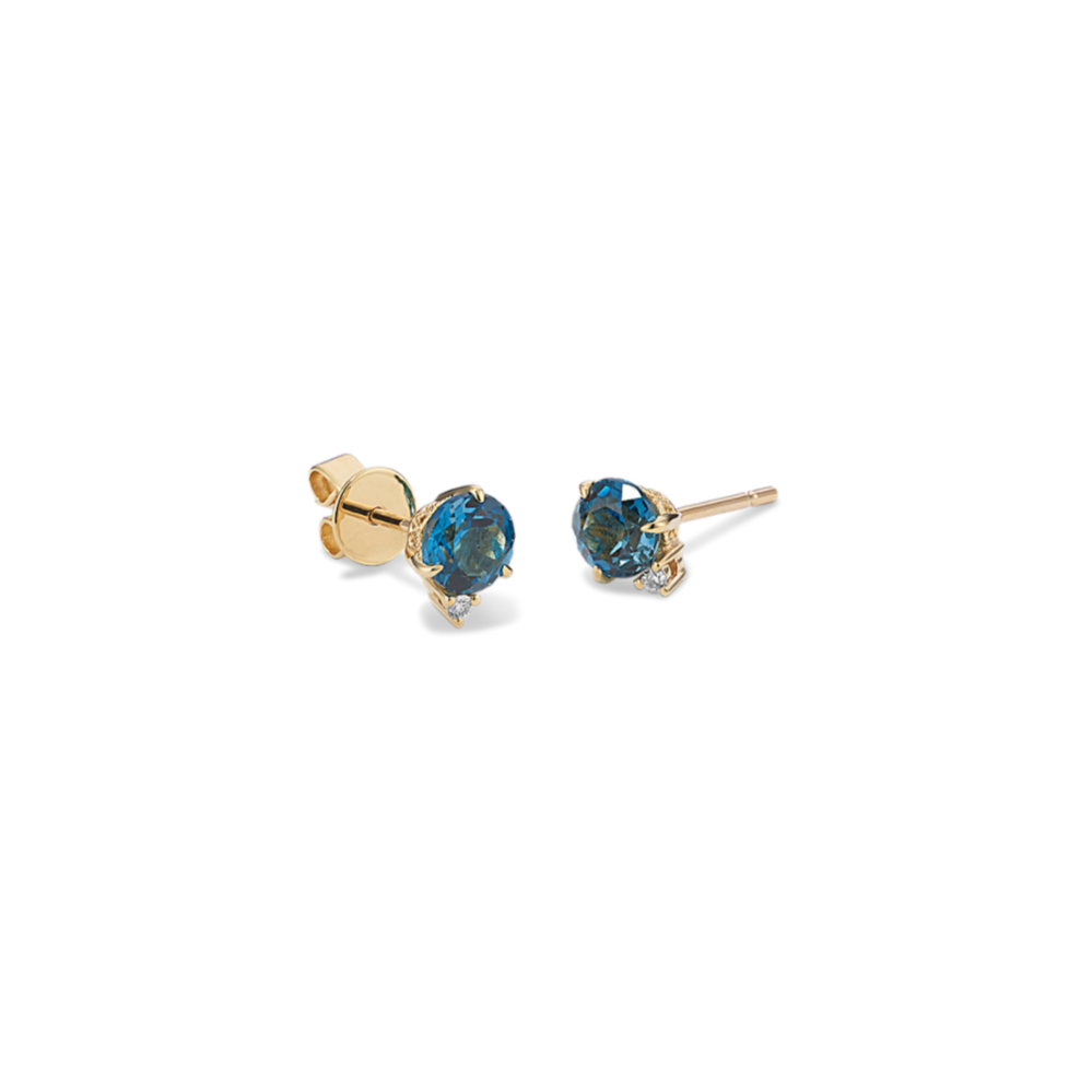Bondi Blue Topaz & Diamond Studs