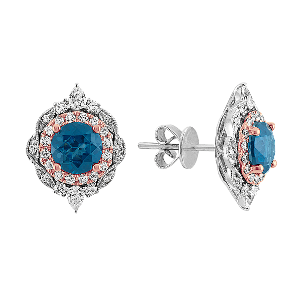 London Blue Topaz and Diamond Earrings