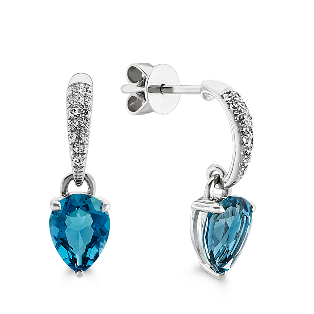 London Blue Topaz and White Sapphire Dangle Earrings